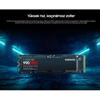 SAMSUNG MZ-V9P1T0BW 990 PRO M.2 1TB (7450/6900MB/s) PCIe + NVMe SSD Disk (22x80mm) Gaming Type