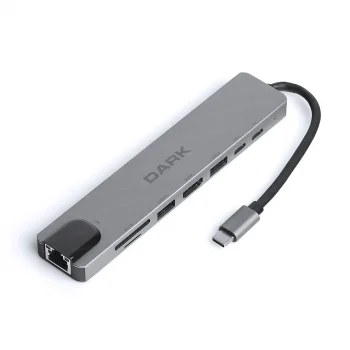 DARK DK-AC-U31X40 USB 3.1 Type-C 8 in Ethernet / HDMI / TF SD Kart USB 3.0 - USB 2.0 / USB-C Dönüstürücü Çevirici HUB