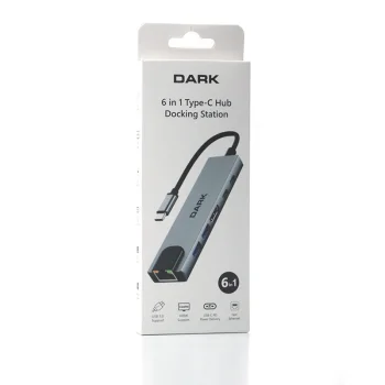 DARK DK-AC-U31X47 6si 1 Arada USB 3.2 Type-C to Ethernet / HDMI USB 3.0 - USB 2.0 / USB-C 65W Macbook Port Çoklayici HU