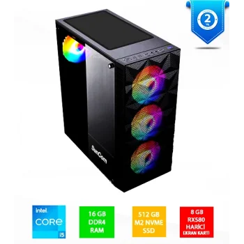 SUNCOM Gaming SG1-126 i5-12400F 16GB 512GB SSD 8gb RX580 DOS Masaüstü Oyun Bilgisayarı
