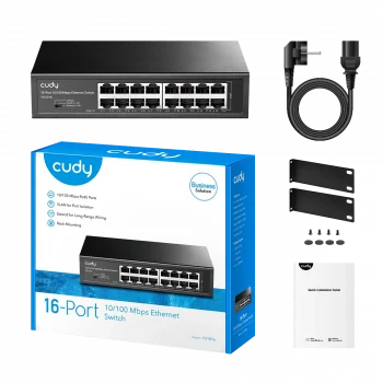 CUDY FS1016 16 Port Mbit Desktop/Rackmount Yönetilemez Metal Kasa Switch