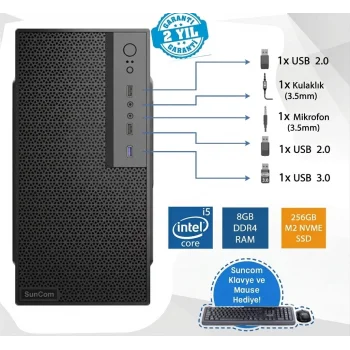 SUNCOM Force SC3-185 i5-6400 8GB 256GB SSD O/B DOS Masaüstü PC