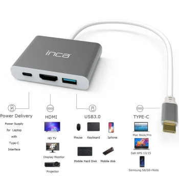 INCA ITPC-04TX Type-c Hub HDMI 4K@30hz USB3.0+PD100W
