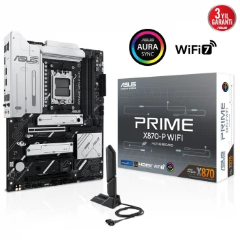 ASUS PRIME X870-P WIFI X870 DDR5 (Vga Yok) GLan 2.5G ATX HD TYP-C M2 WİFİ7 BT ARGB AM5 AMD Anakart