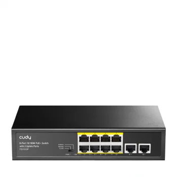 CUDY FS1010P 10 Port Mbit 8 Port PoE+ 120W 2xMbit Uplink Desktop Yönetilemez Metal Kasa Switch