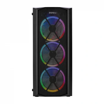 EVEREST FLAT MESH Powersız Siyah Temper Camlı Mid Tower ATX Kasa