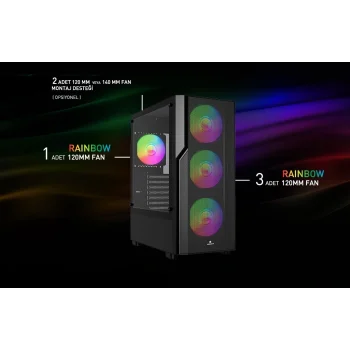 GAMEBOOSTER CRUX E650B 650W 80+ Siyah Mesh Panel Full Tower E-ATX Kasa