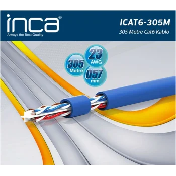 INCA ICAT6-305M CAT6 UTP 305 Metre 23 AWG 0.57MM Network Kablosu