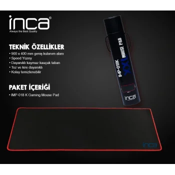 INCA IMP-018K GAMING XXL 900*400 Siyah Mouse Pad