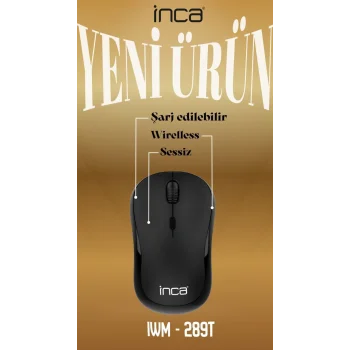 INCA IWM-289T Kablosuz siyah Ergonomic Design Şarjlı Mouse