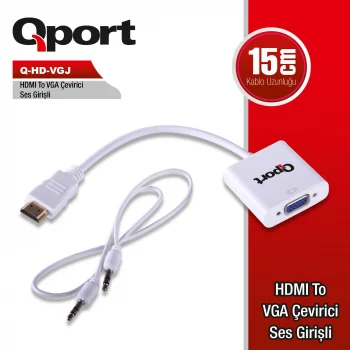 QPORT Q-HD-VGJ  HDMI TO VGA CEVIRICI+ SES JACK