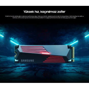 SAMSUNG MZ-V9P1T0CW 990 PRO M.2 1TB (7450/6900MB/s) PCIe + NVMe (V-NAND 3bit MLC) SSD Disk (22x80mm) Gaming Soğutuculu
