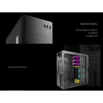 VENTO TA-K61 500W Siyah-Gümüş Mid Tower ATX Kasa