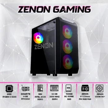 ZENON Gaming ZG-161 Ryzen 5 5600 16GB 500GB SSD 8gb RTX5060 DOS Masaüstü Oyun Bilgisayarı (3 Yıl Garanti)