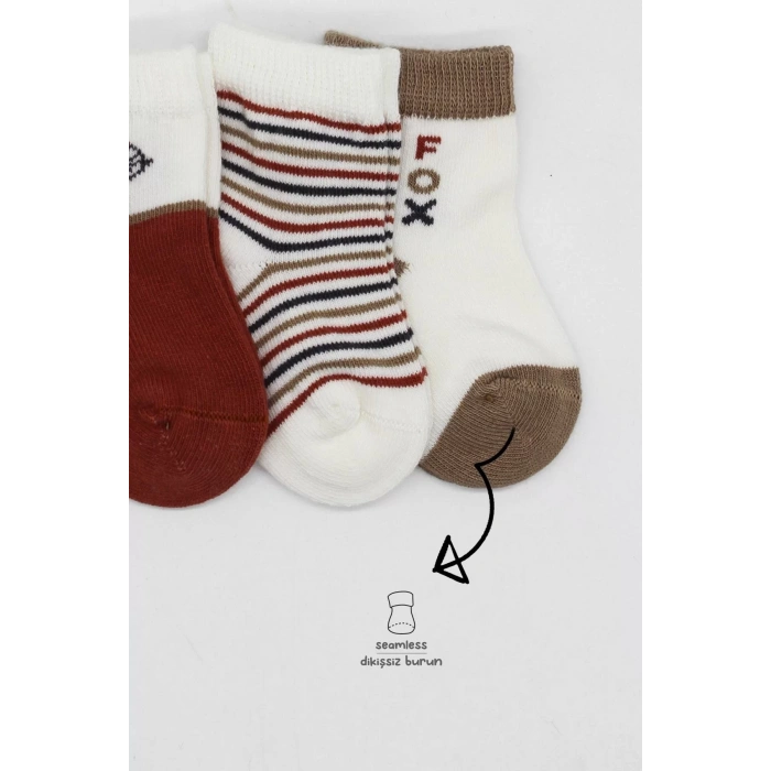 3lü Penye Soket Çorap Bs10109 Kiremit