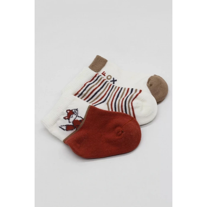 3lü Penye Soket Çorap Bs10109 Kiremit