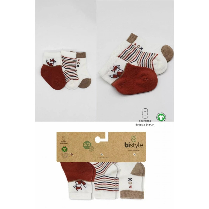 3lü Penye Soket Çorap Bs10109 Kiremit