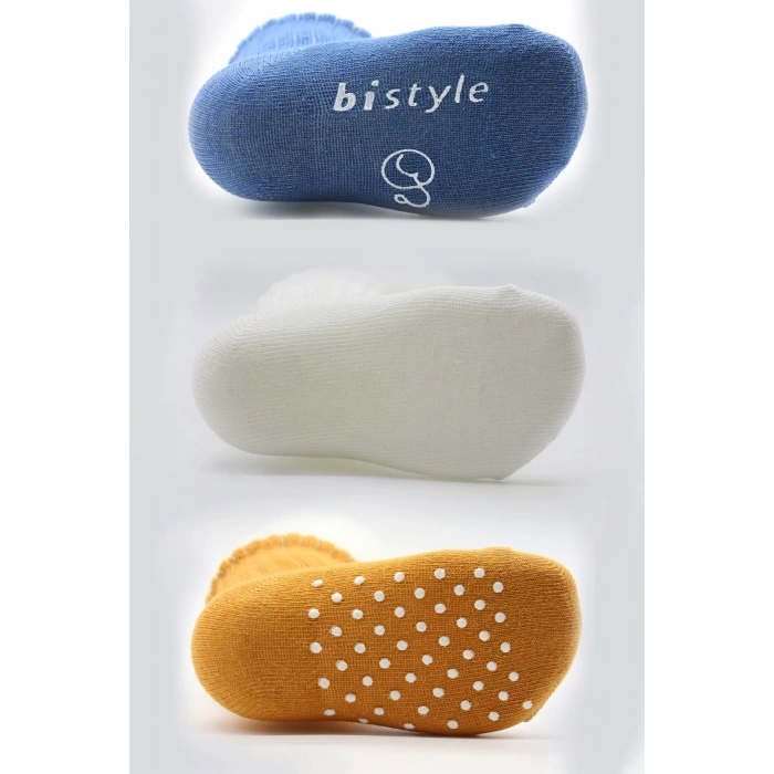 Basic Kaymaz Penye Soket Çorap 3lü Bs10107 İndigo Ekru Hardal