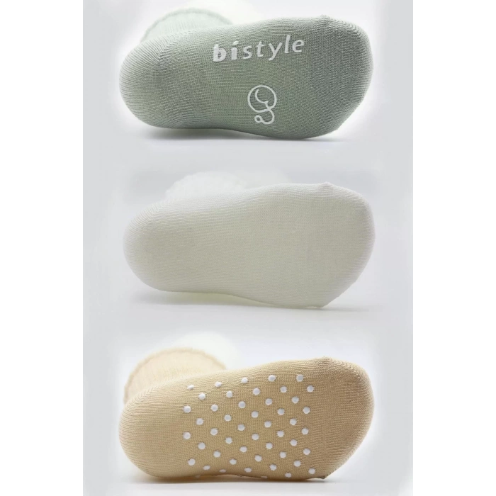 Basic Kaymaz Penye Soket Çorap 3lü Bs10107 Nil Ekru Bej