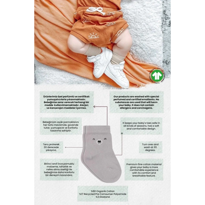Bear Penye Soket Çorap 2li Gri
