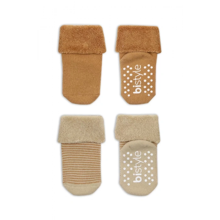 Çemberli Kaymaz Havlu Soket Çorap 2li Bs10503 Bej,hardal