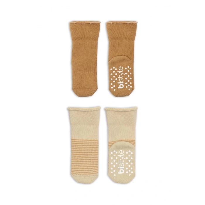Çemberli Kaymaz Havlu Soket Çorap 2li Bs10503 Bej,hardal