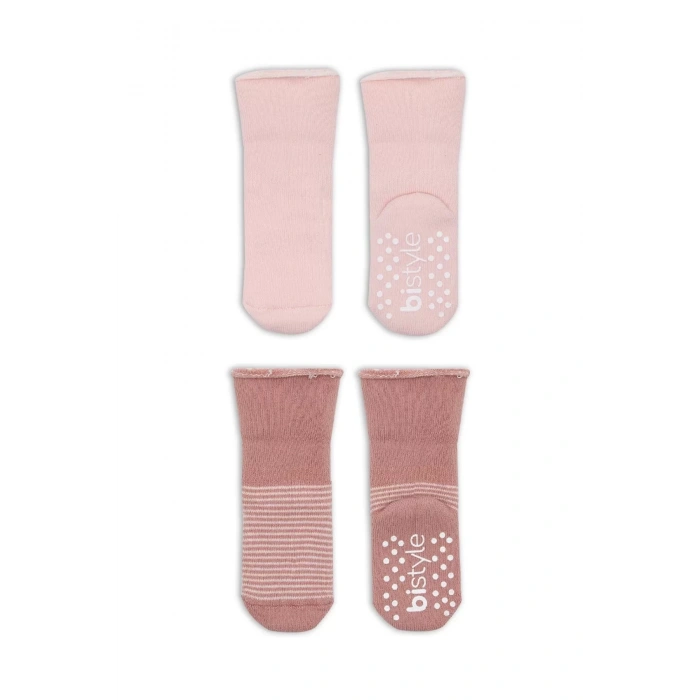 Çemberli Kaymaz Havlu Soket Çorap 2li Bs10503 Pudra Pembe