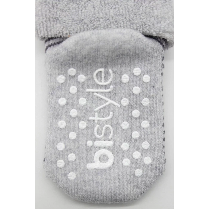 Çemberli Kaymaz Havlu Soket Çorap 2li  Gri,antrasit