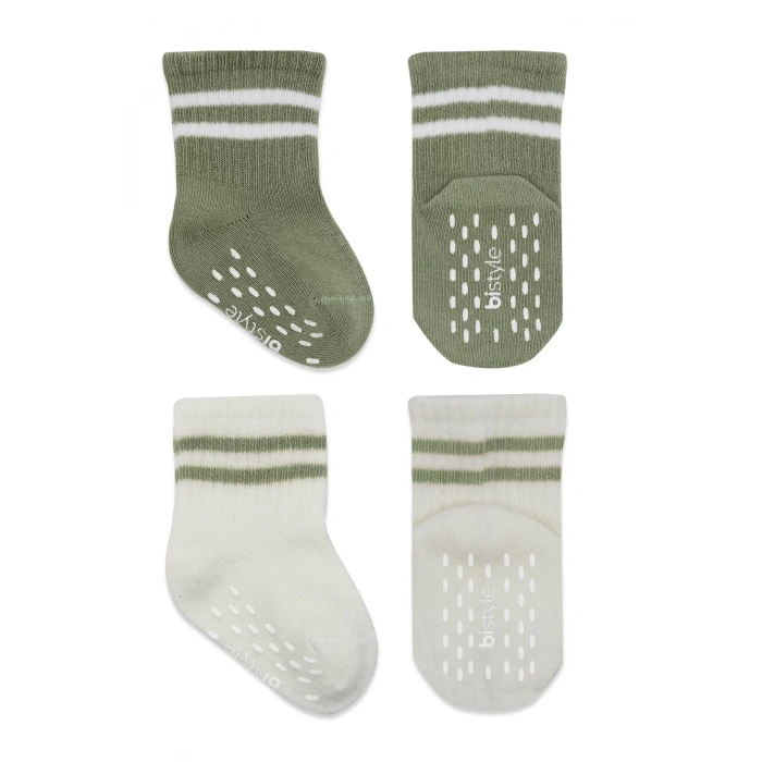 Çemberli Kaymaz Soket Çorap 2li  Nil Ekru