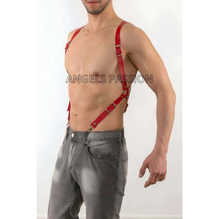 Deri Pantalona Bağlanan Seksi Erkek  Harness - Brfm11