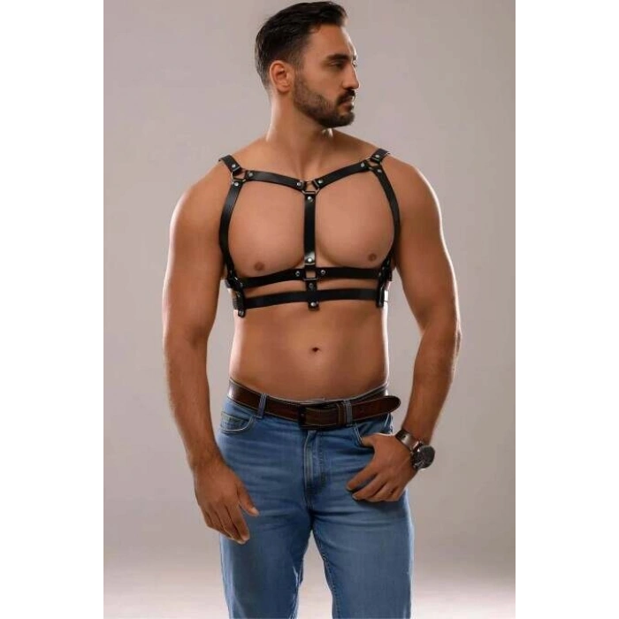 Erkek Deri Seksi Göğüs Harness - Brfm138