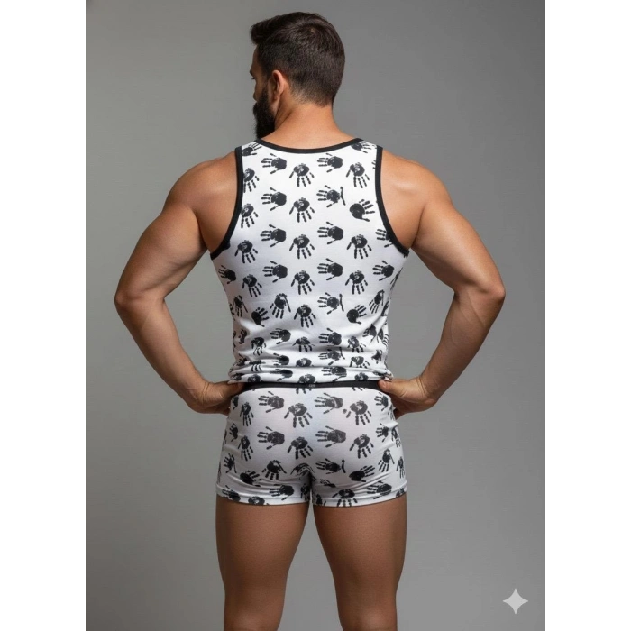 Erkek Desenli Tank Top Boxer Takım