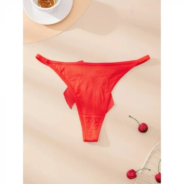 Fantezi Kadın 2li Fiyonklu Halkalı Tanga