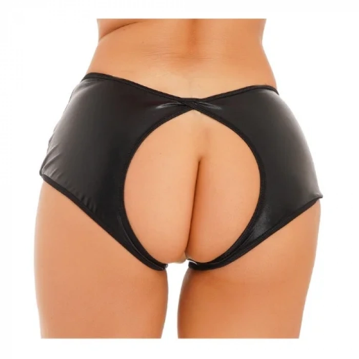 Fantezi Siyah Özel Bölgeleri Açık Parlak Külot