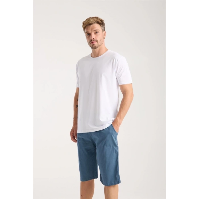 Giyim ERKEK CEPLİ PAMUK PENYE ŞORT İNDİGO