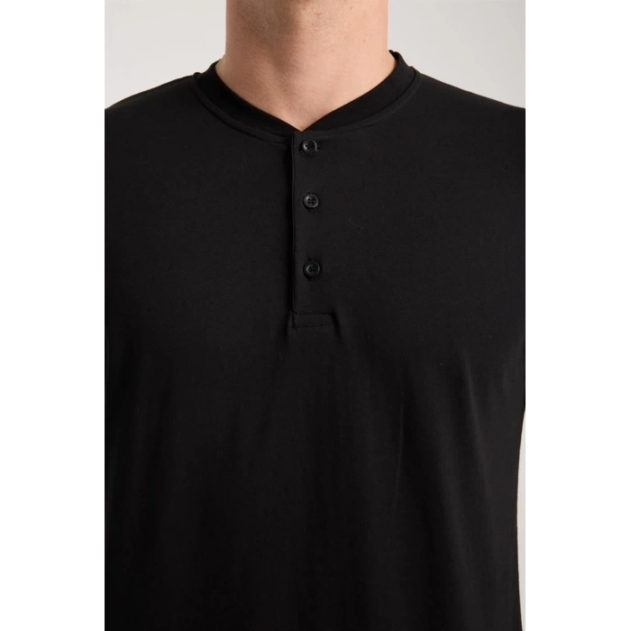 Giyim ERKEK FÜME DÜĞMELİ YAKA KISA KOL PİJAMA TAKIMI