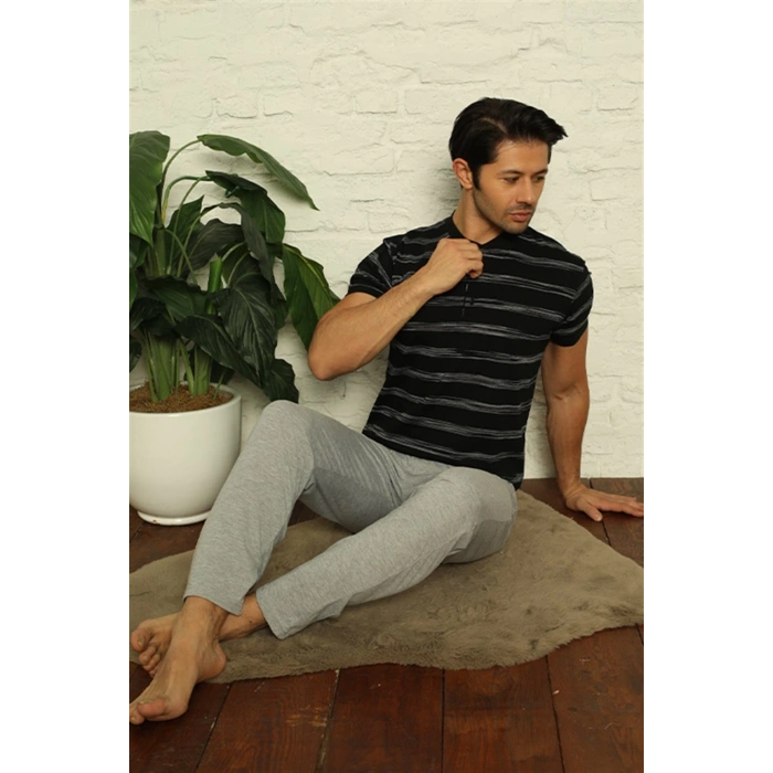 Giyim ERKEK SİYAH 3LÜ PİJAMA TAKIM