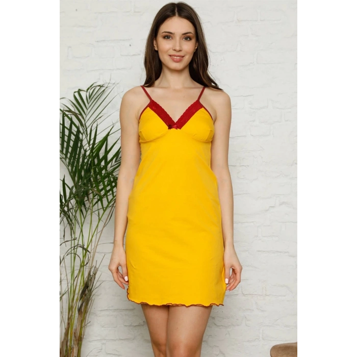 Giyim İP ASKILI PENYE GECELİK SARI