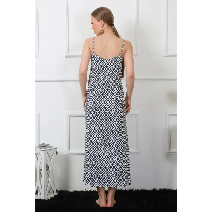 Giyim KADIN İP ASKILI UZUN GECELİK LACİVERT