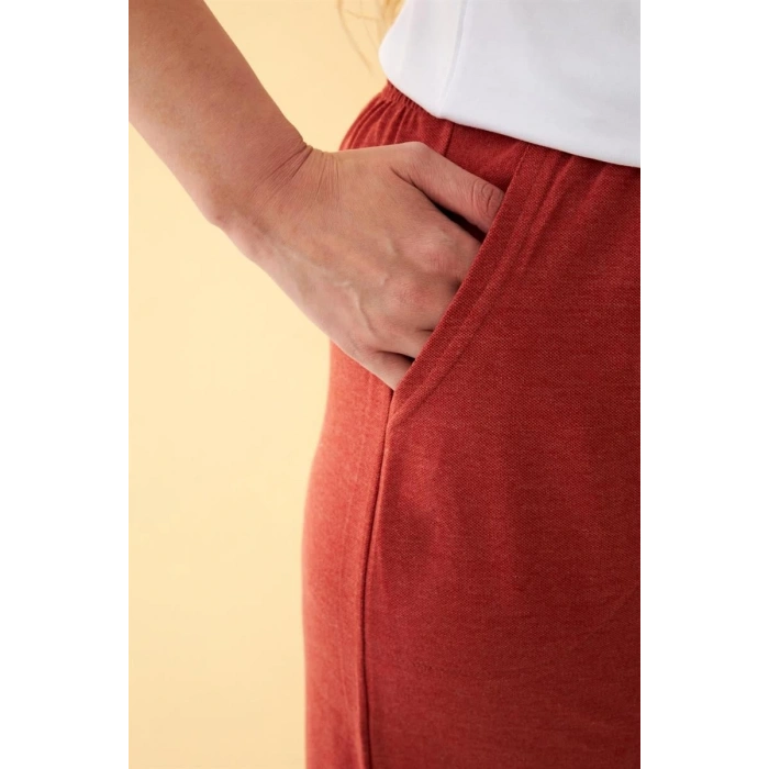 Giyim KADIN KİREMİT RENGİ RAHAT KALIP CEPLİ ŞORT