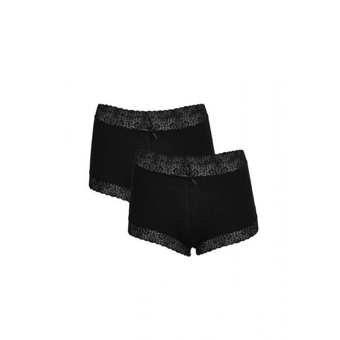 Giyim KADIN PAMUKLU 2Lİ BOXER SİYAH
