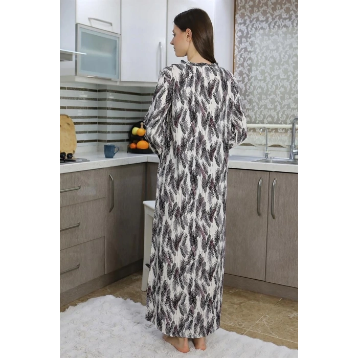 Giyim KADIN UZUN KOL PENYE GECELİK EV ELBİSESİ MOR