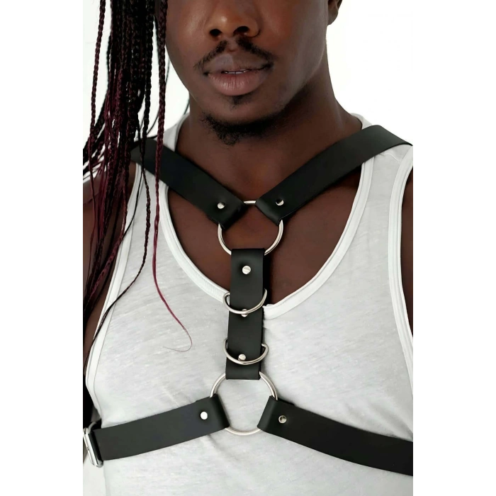Göğüs Ve Halka Detaylı Erkek  Deri Harness - Brfm85