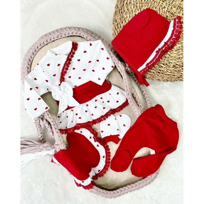 Kalp Desenli Dantel İşlemeli Hastane Çıkışı