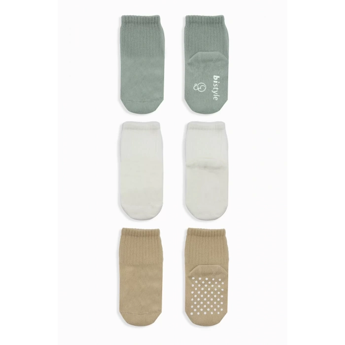 Kaymaz Penye Soket Çorap 3lü  Nil Ekru Bej