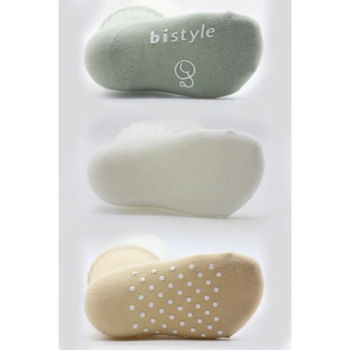 Kaymaz Penye Soket Çorap 3lü  Nil Ekru Bej