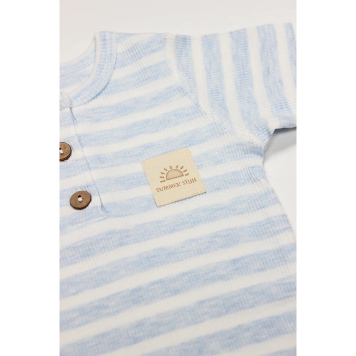 Line Colors Yarım Kol Patiksiz Tulum 15126 Mavi