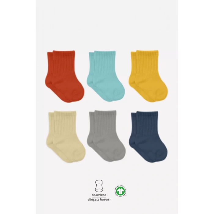 Mix Penye Soket Çorap 6lı  Kiremit