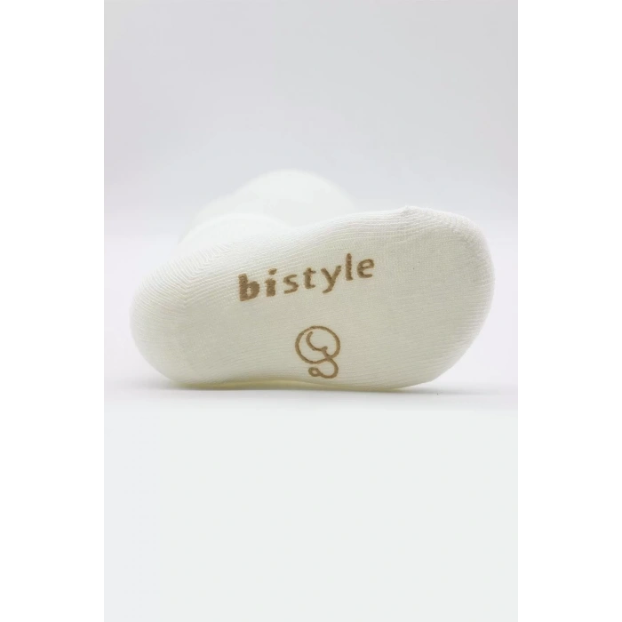 Puanlı Kaymaz Penye Soket Çorap 3lü  Bej