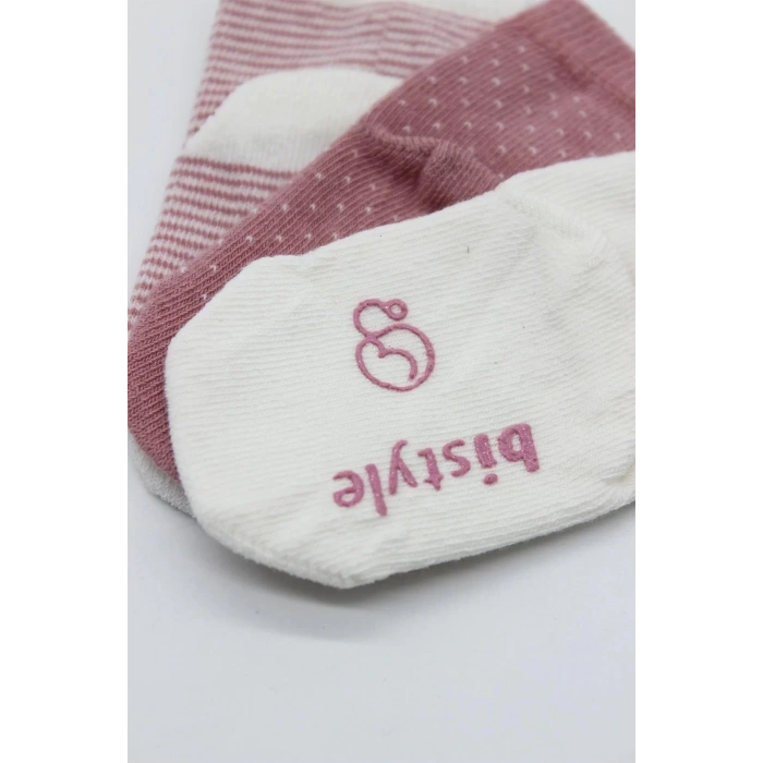 Puanlı Kaymaz Penye Soket Çorap 3lü Bs10108 Pudra